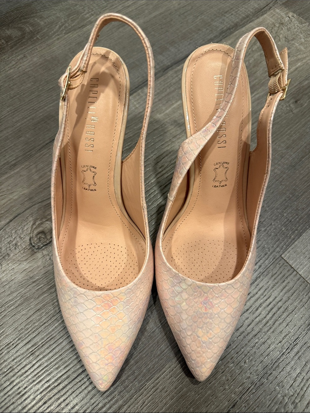 Capelli of New York Iridescent Blush Slingback Pointed-Toe Pumps